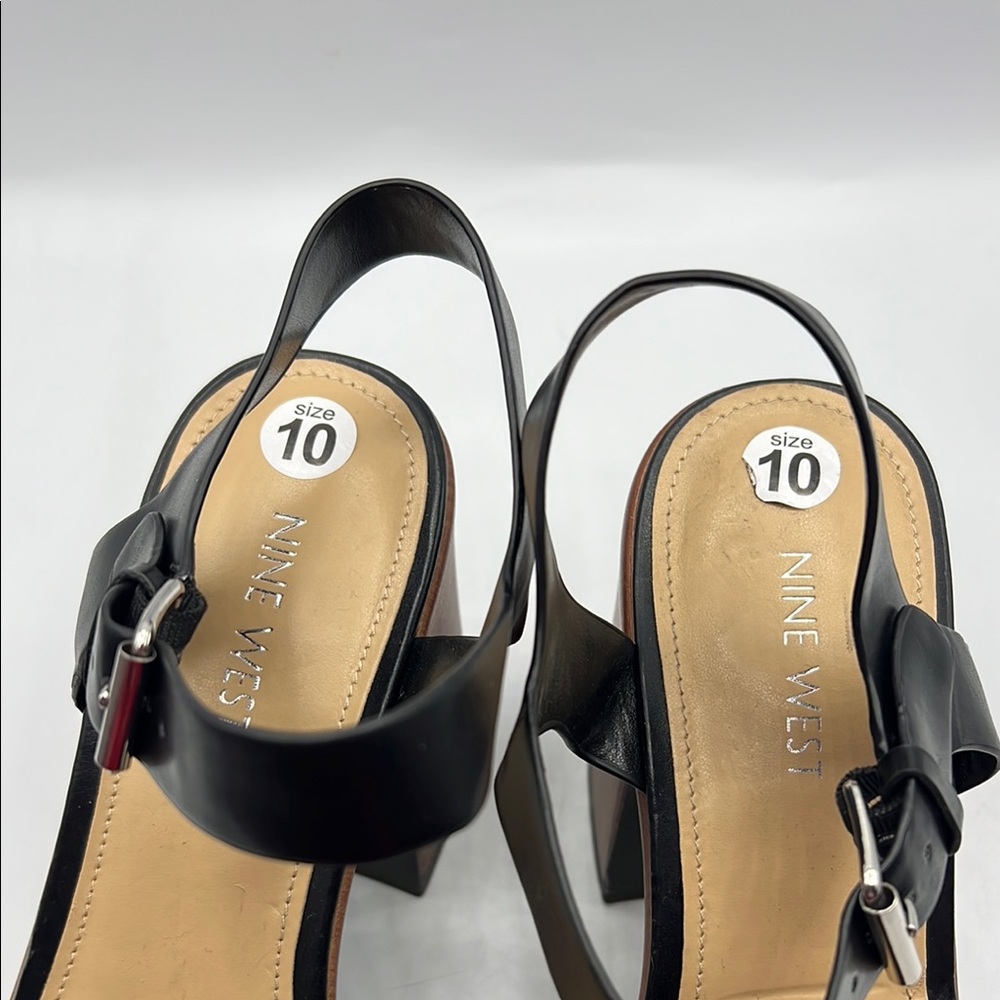 Nine West Sz‎ 10 Openit 9 Black and Brown Platform Sandals NEW - Picture 10 of 15
